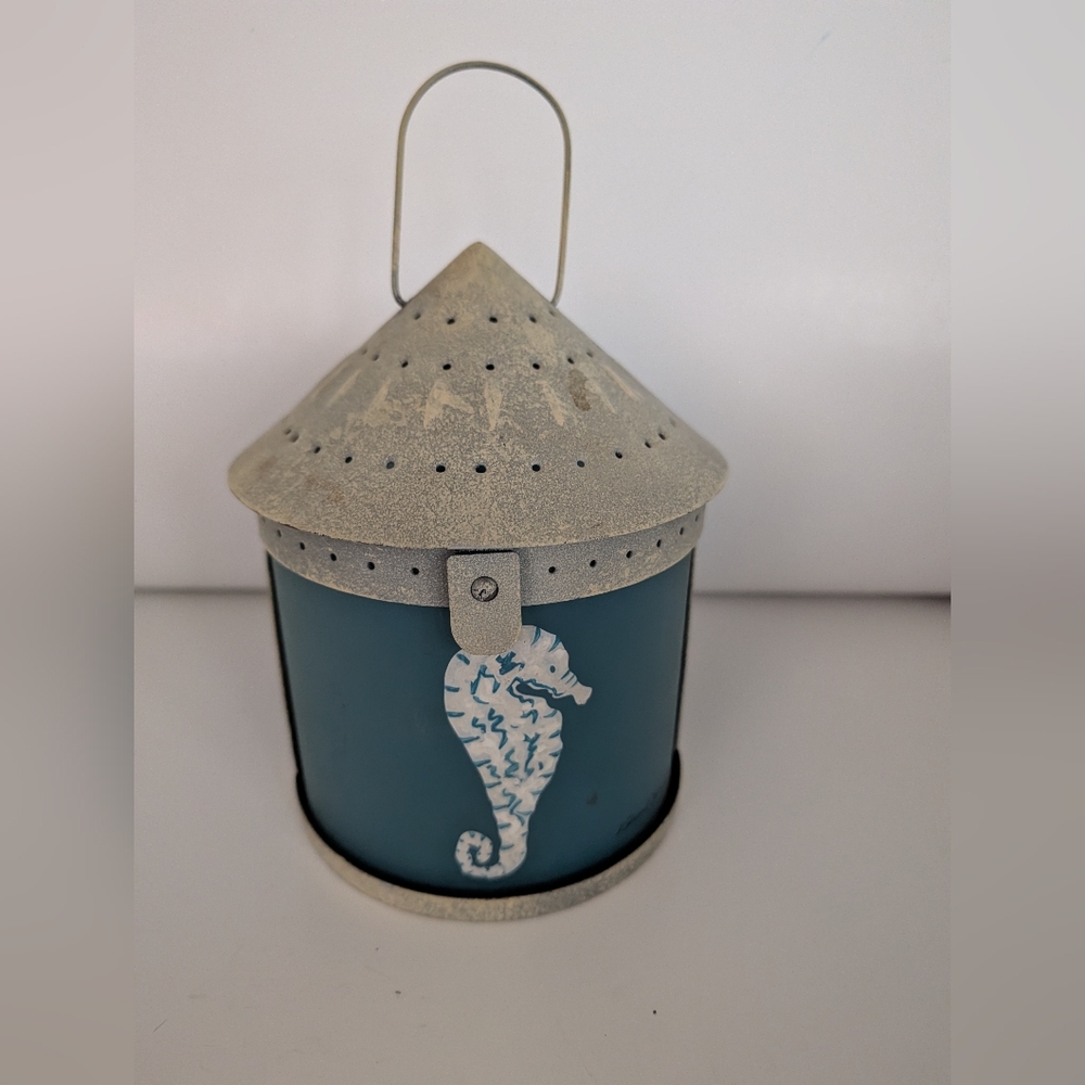 Coastal Seahorse Metal Lantern